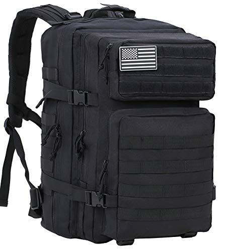 Luckin Packin Tactical Backpack,Military Backpack,Molle Bag 45 Liter Large Black