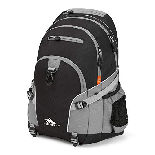 High Sierra Loop-Backpack, School, Travel, or Work Bookbag with tablet-sleeve, Black/Charcoal, One...