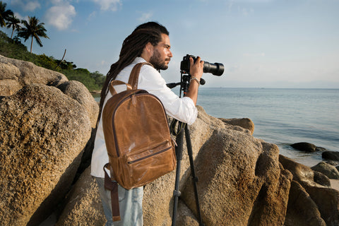 Leather Camera Backpack