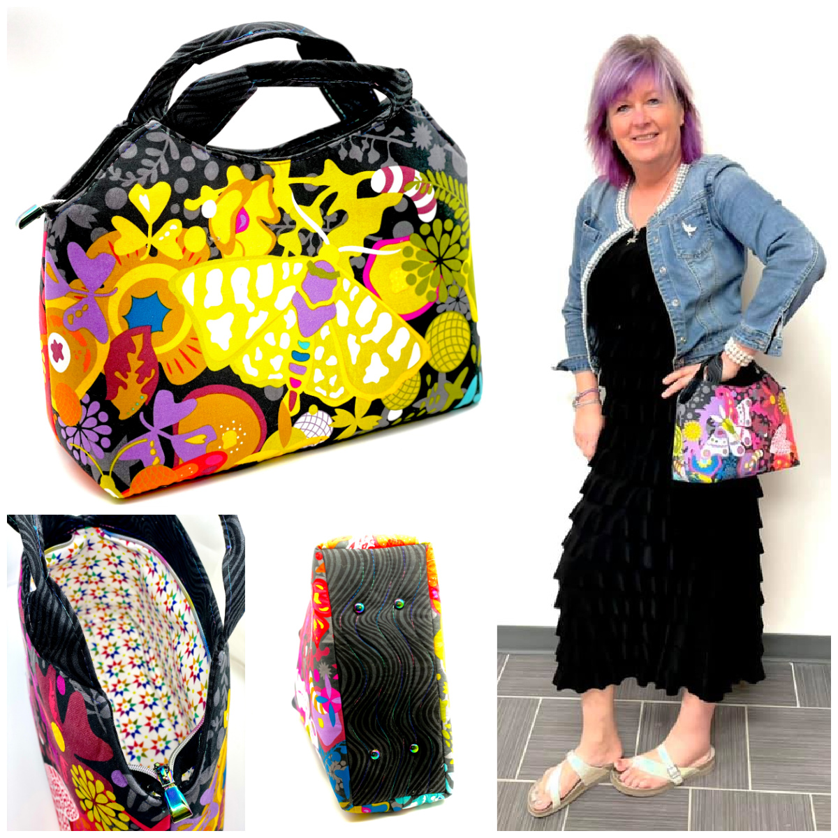 The Hope Handbag from Sewing Patterns by Junyuan 
, made by Tracy Loyek of Purple Katz Quilting