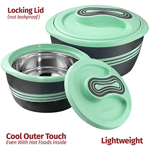 Pinnacle Serving Salad/ Soup Dish Bowl - Thermal Inulated Bowl with Lid - Great Bowl for Holiday, Dinner and Party (3.6 qt Green)