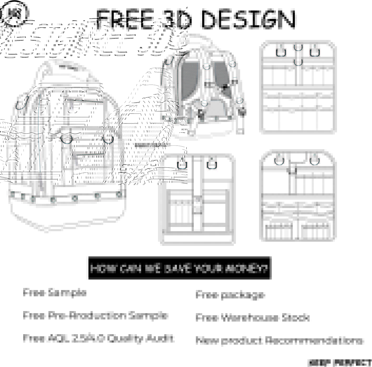 Electrician tool backpack with molded bottom