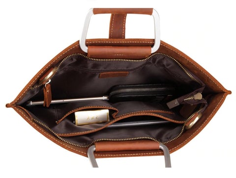 TSB Document Bag Leather - Interior View - The Store Bags
