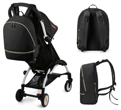 Black Diaper Backpack With Strolley Straps