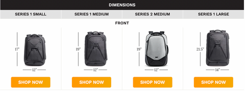 Compare Knack Pack travel backpack sizes