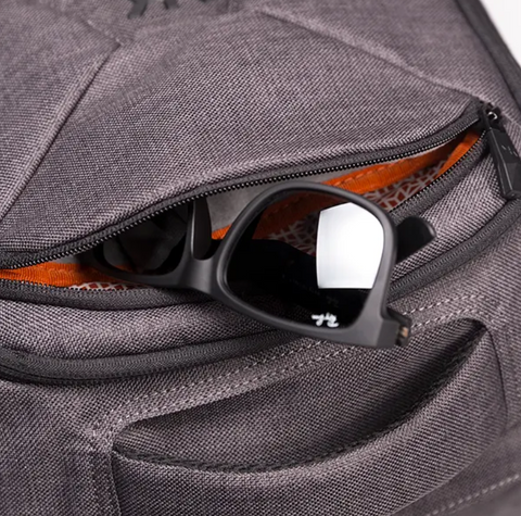 Backpack with pocket for sunglasses
