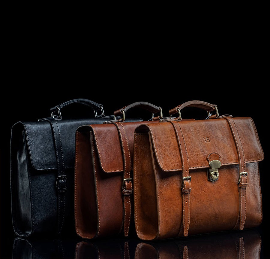 3 colours of leather messenger bags