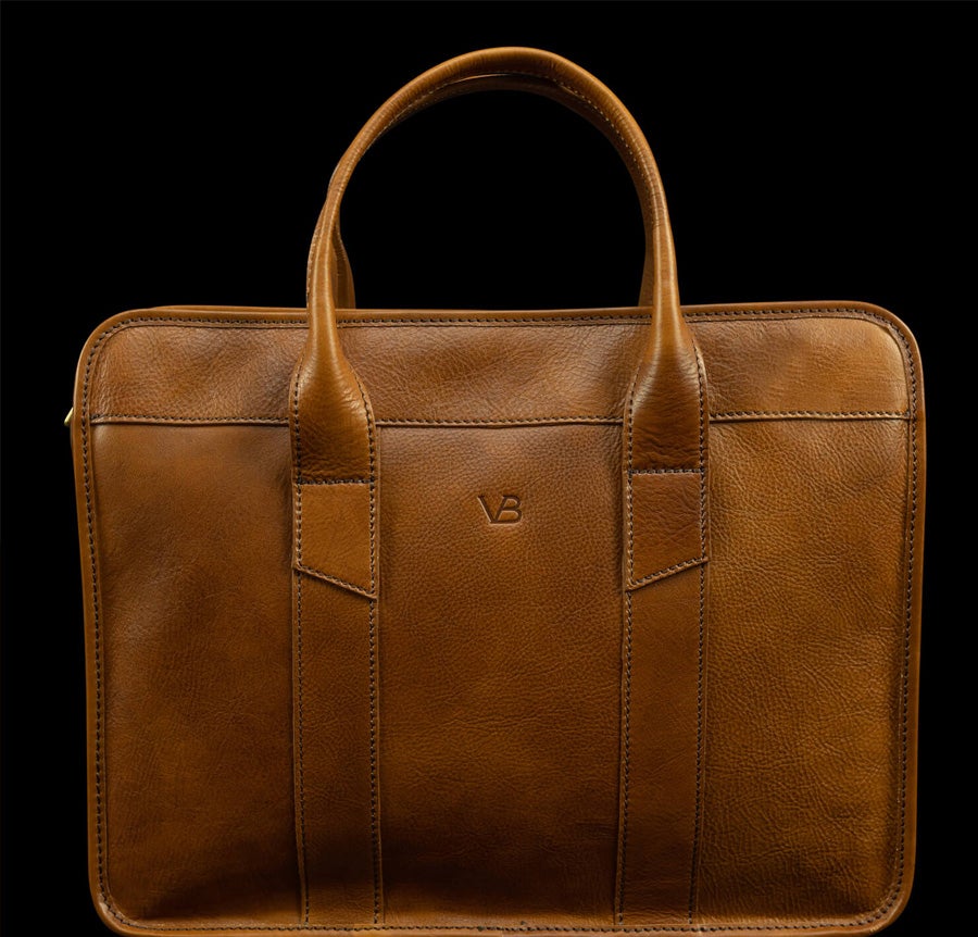Exquisite Tan Leather Briefcase