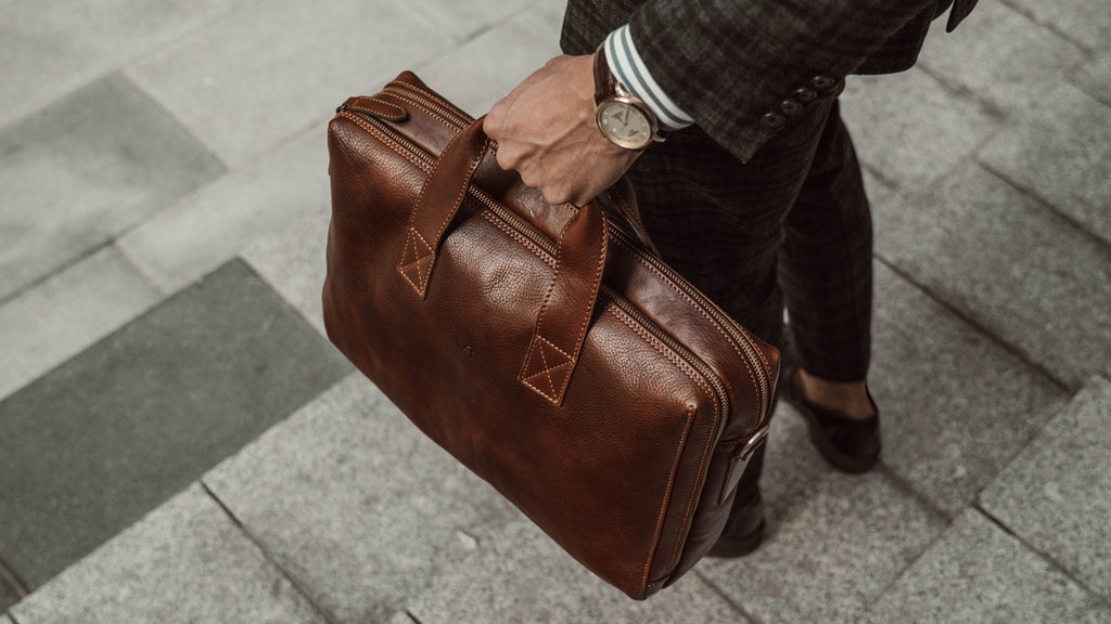 Essential Modern Briefcase held by man in suit