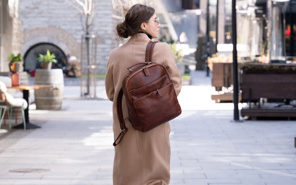 liberty leather laptop bag in brown