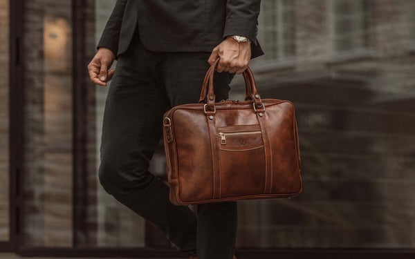 city leather laptop bag brown