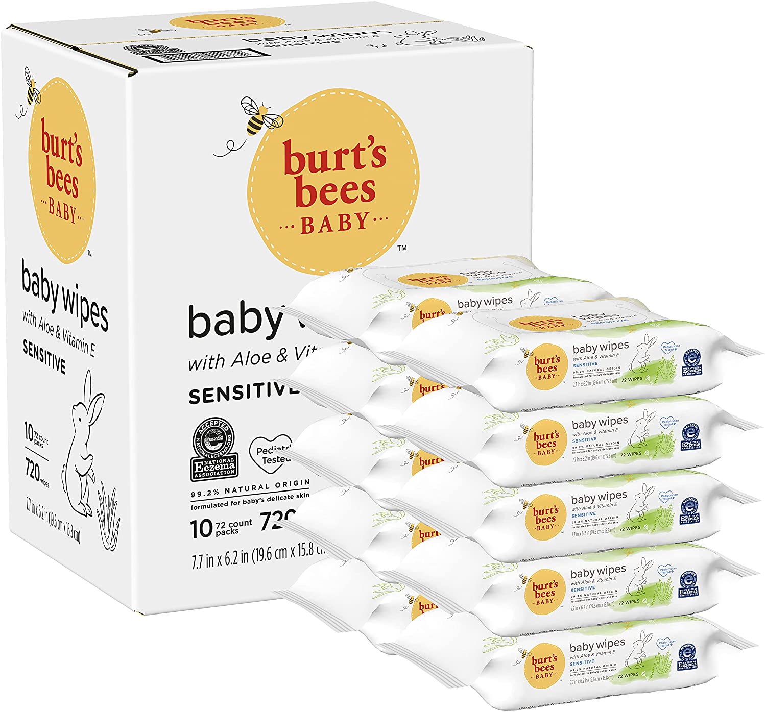 Burt's Bees unscented natural baby wipes for sensitive skin