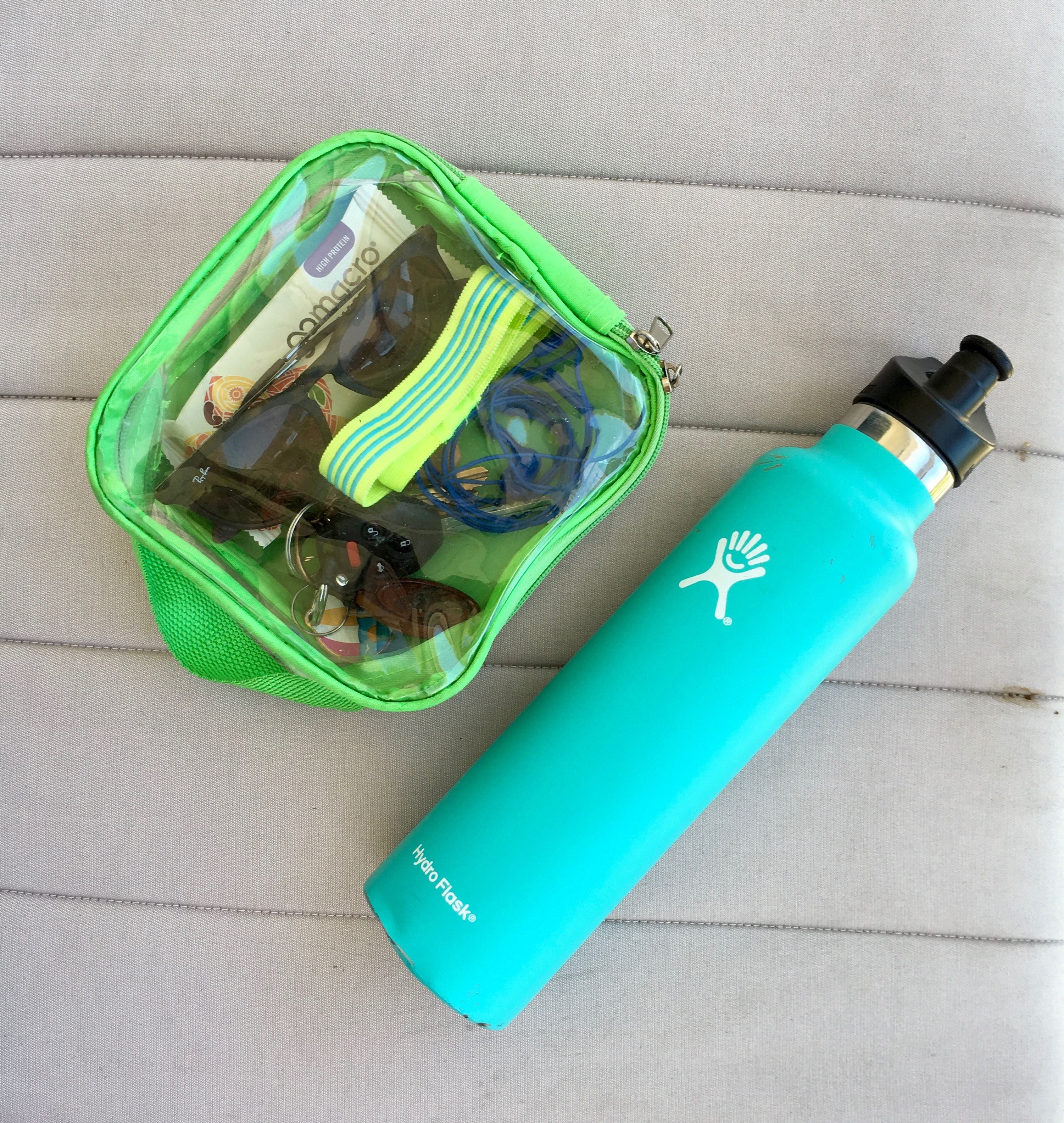Snack bag and water bottle for summer trip