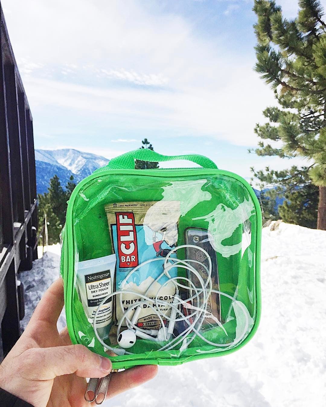 Packing cube with ski essentials