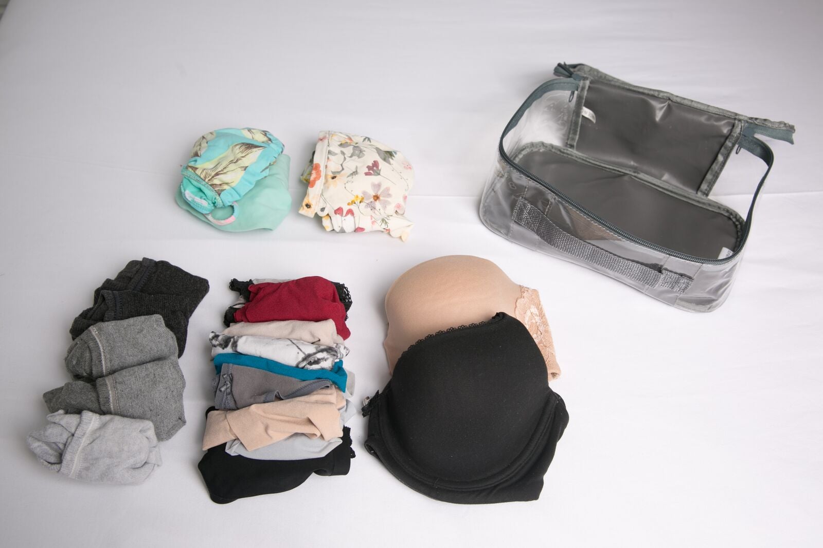 Underwear, bras and socks when packing light for 2-week vacation