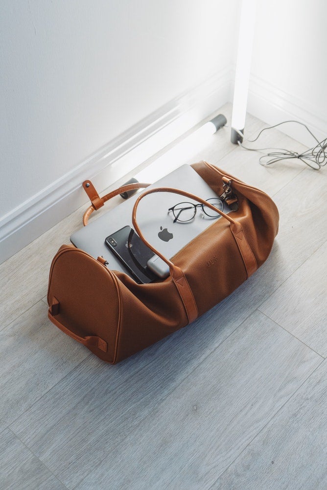 Carry on duffel bag with electronics