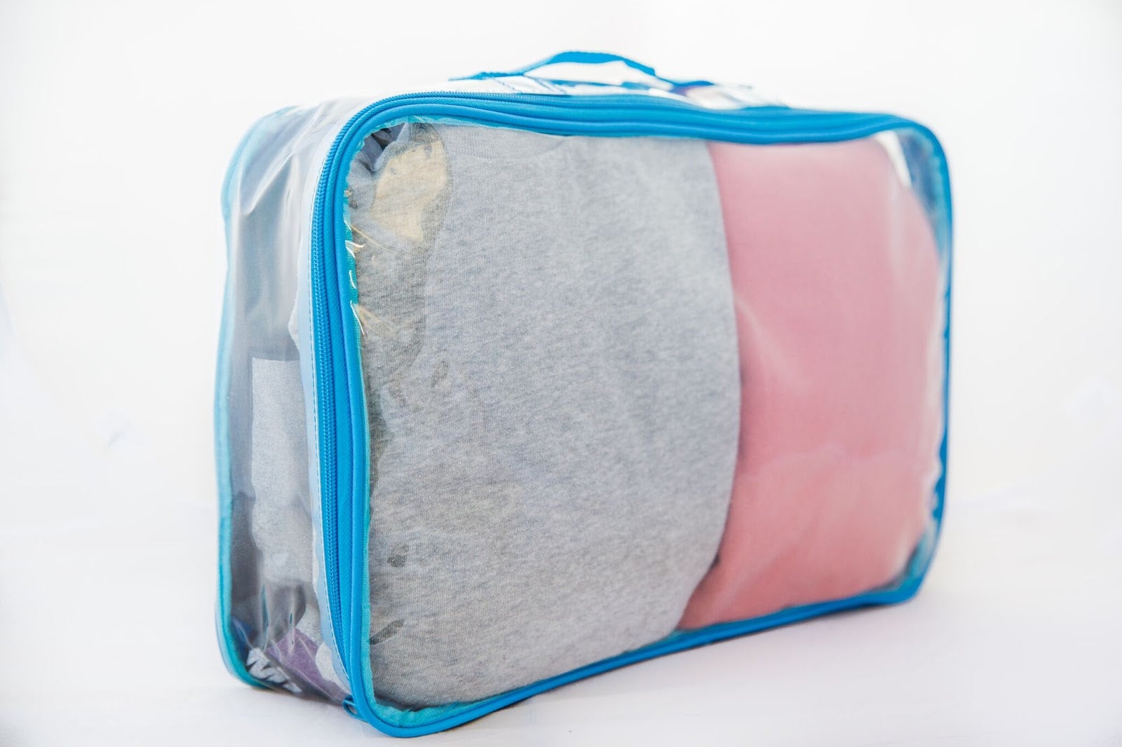 Turquoise clear large packing cube for carry-on luggage