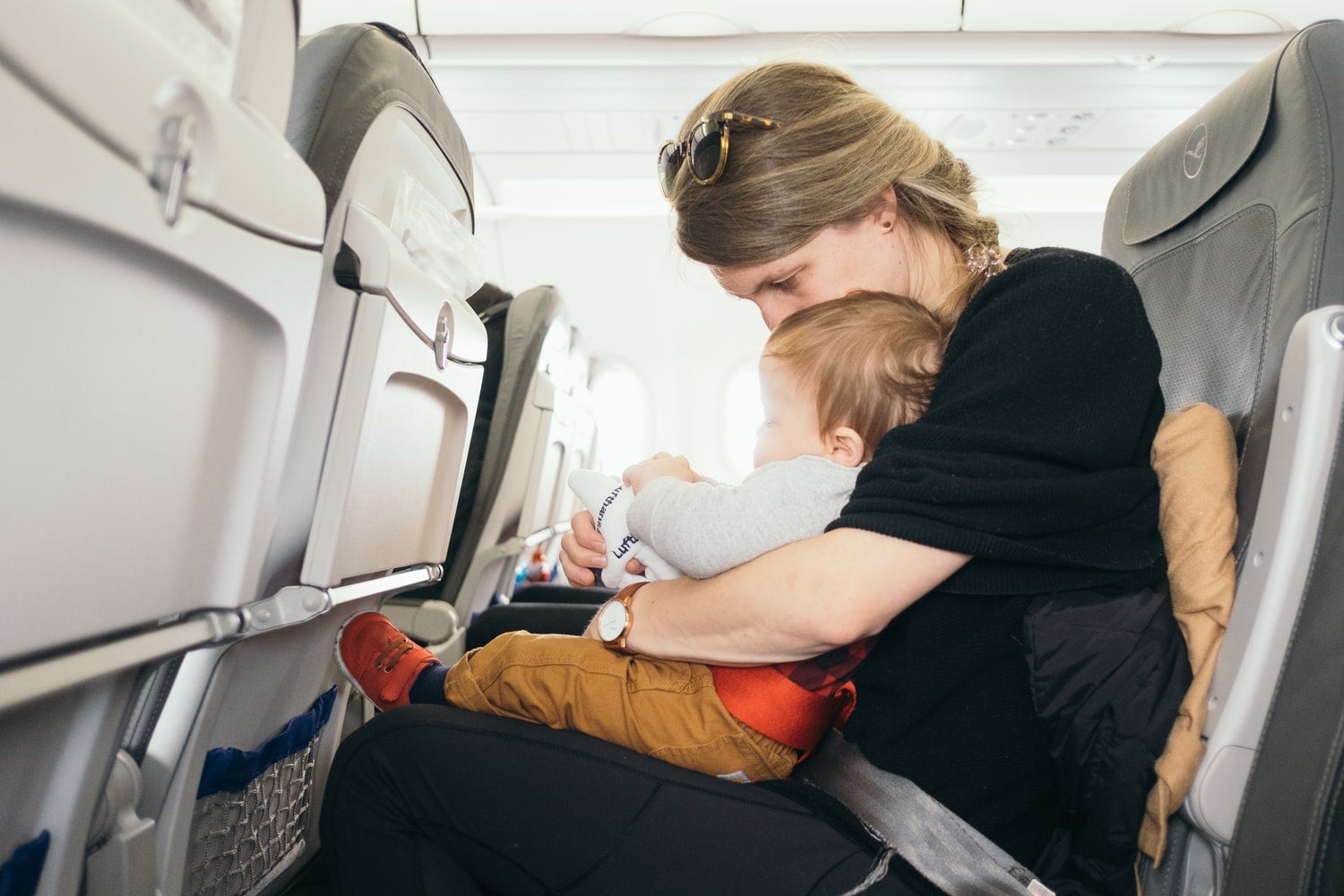 Mom flying with lap infant