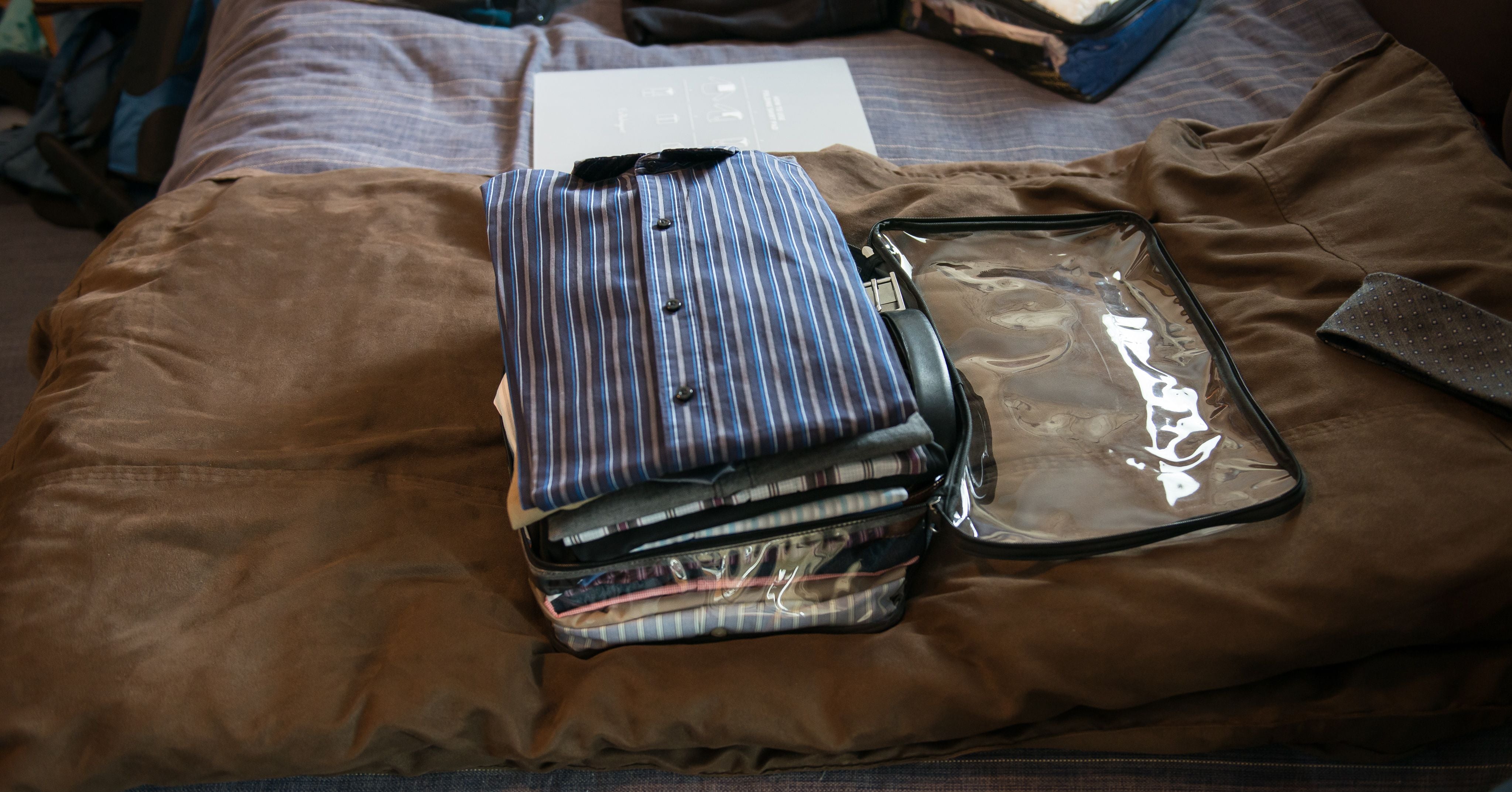 button down shirts and other dad clothes in a medium cube