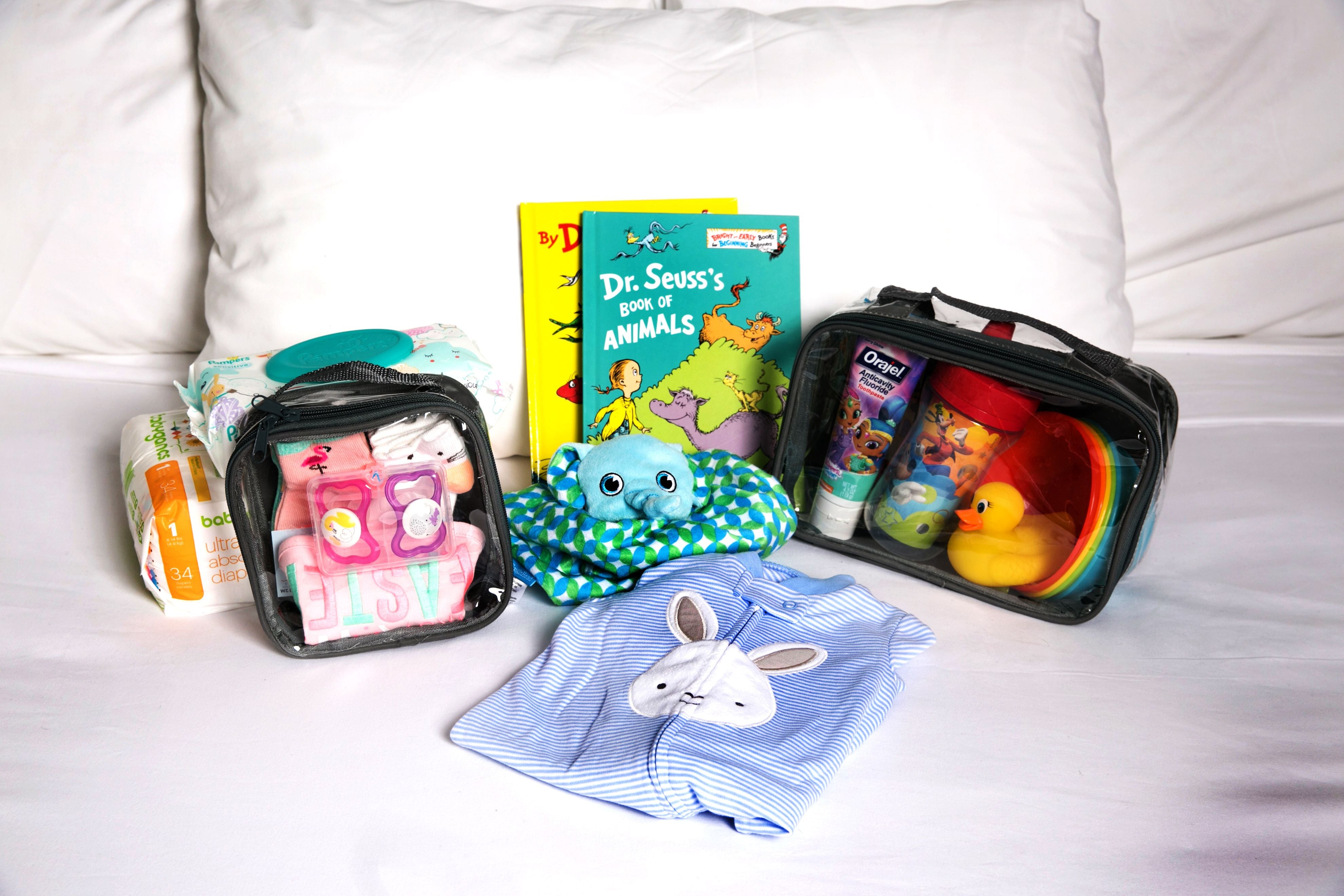baby essentials and packing cubes