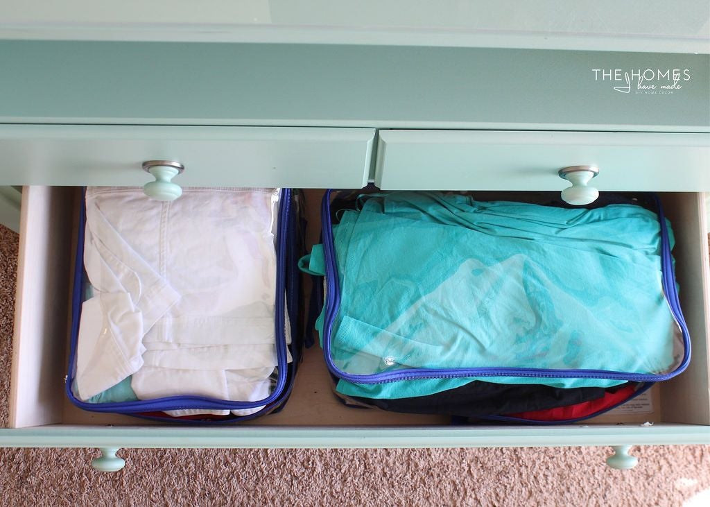 Packing cubes inside drawer