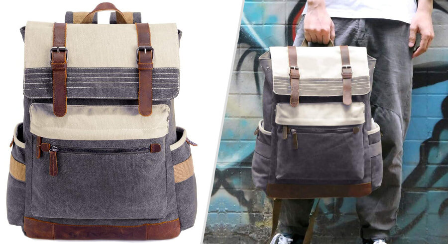 SUVOM colorful canvas flap backpack for school