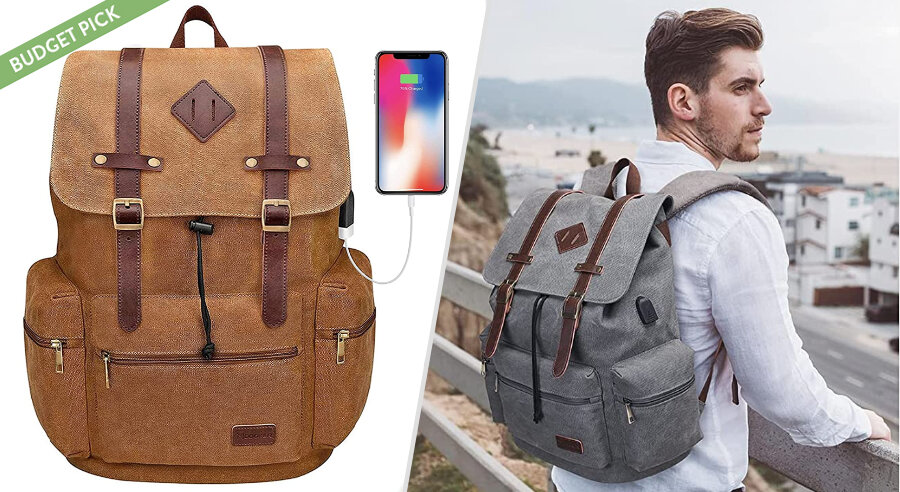 Modoker canvas buckle flap backpack