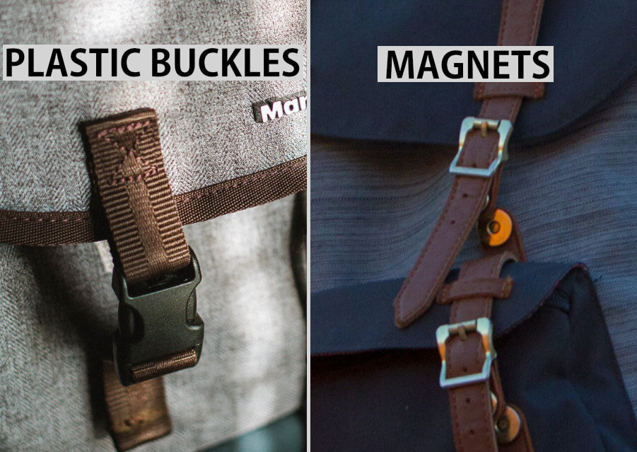 Flap backpacks - plastic buckles vs magents