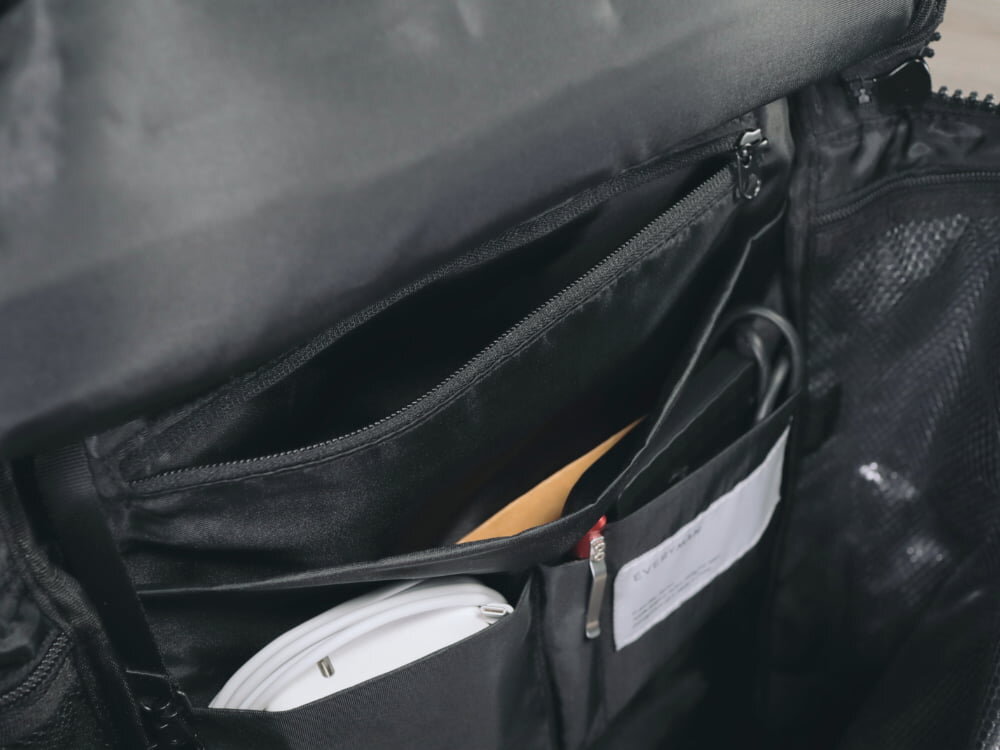 Pockets inside the Everyman Hideout backpack main compartment