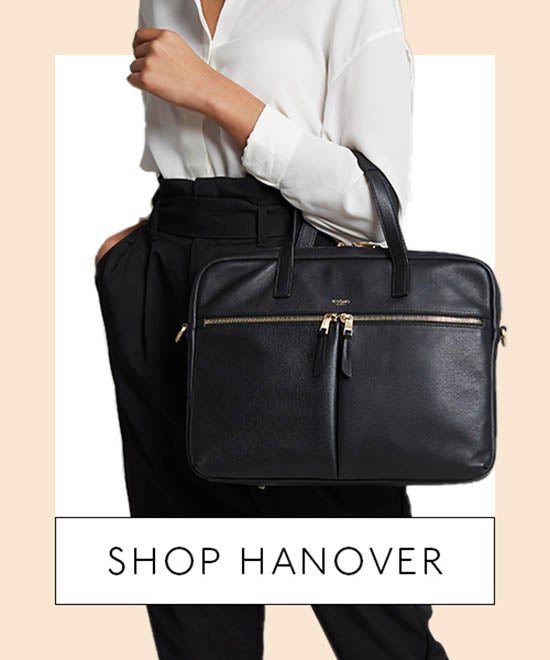 Model Wearing Leather Laptop Briefcase - Shop Hanover