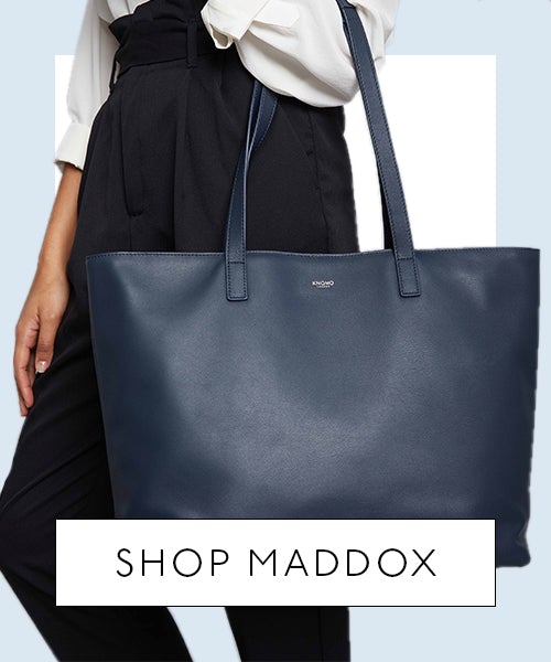 Model Holding Leather Laptop Shoulder Bag - Shop Maddox