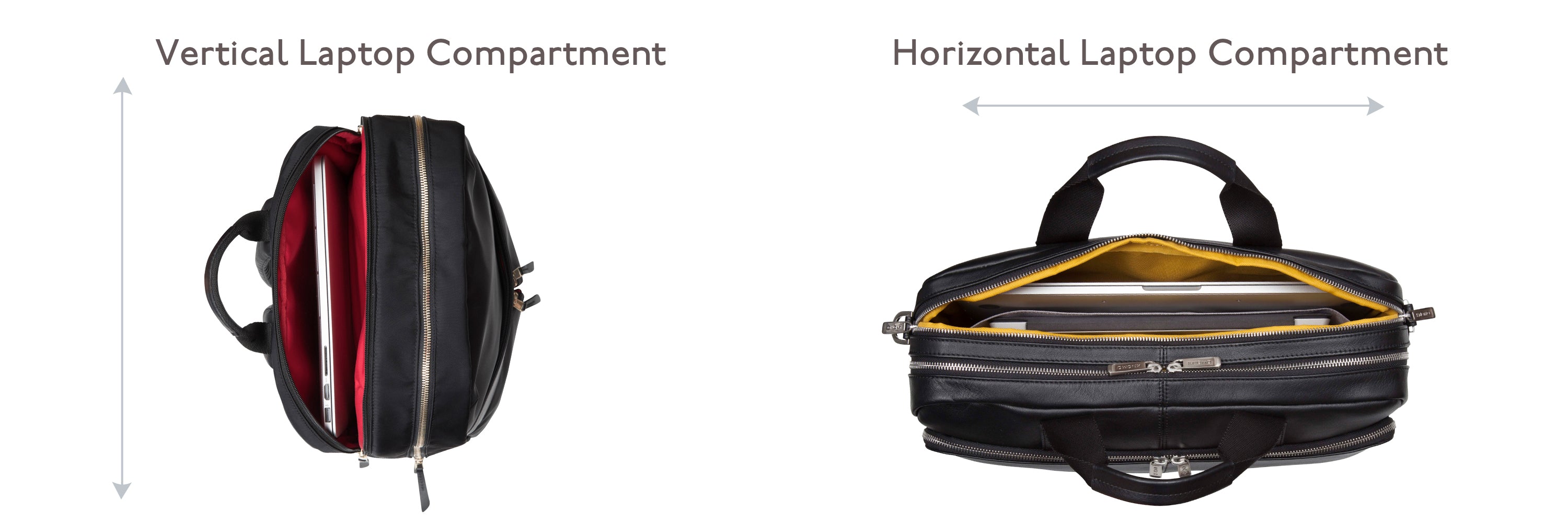 Junyuan bags have vertical and horizontal laptop compartments