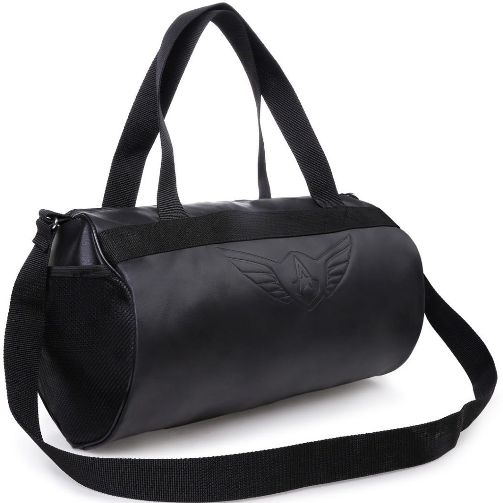 AUXTER Black Leatherette Gym Bag For Both Men And Women
