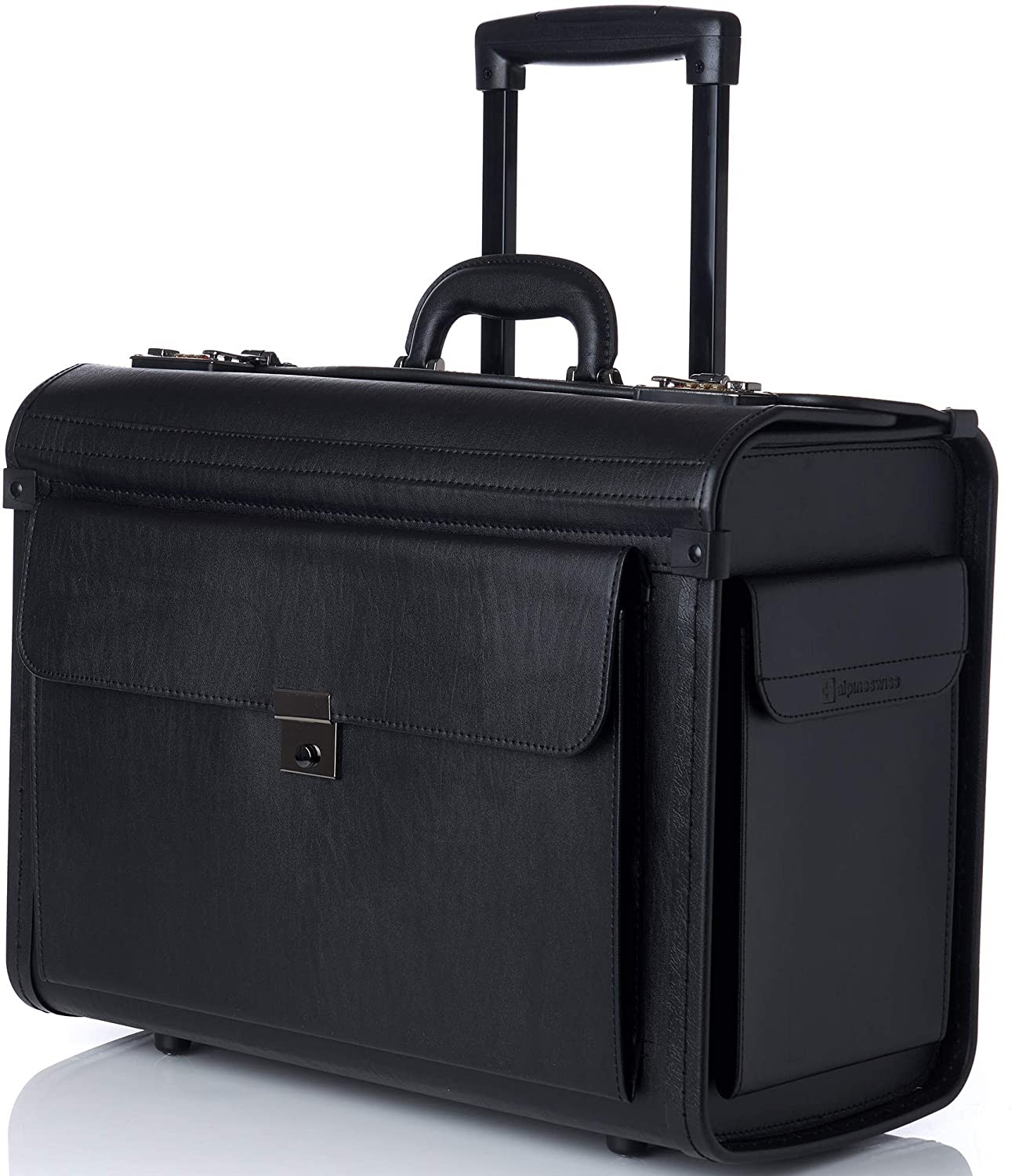 Alpine Swiss Rolling 17" Laptop Briefcase on Wheels Attache Lawyers Case Legal Size - Best Roller Briefcases