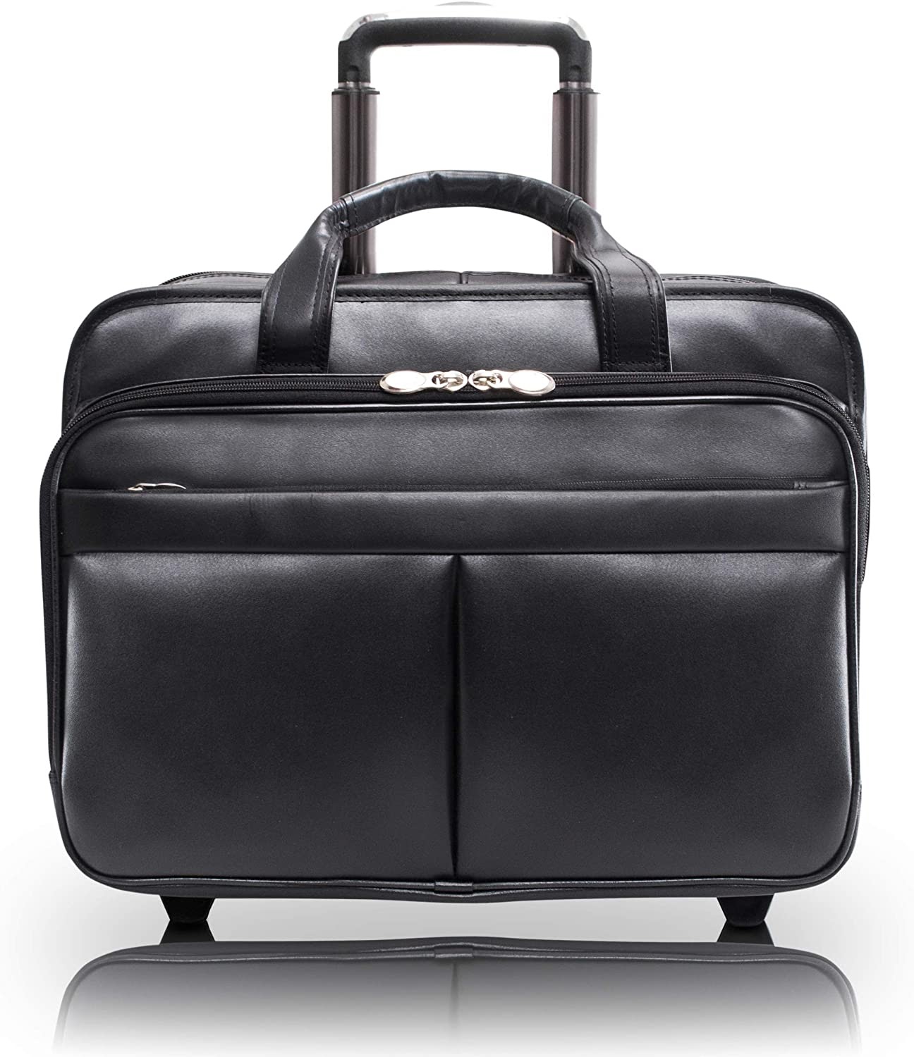 McKlein, L Series, Bowery, Top Grain Cowhide Leather, 15" Leather Wheeled Laptop Briefcase, Black (87855)