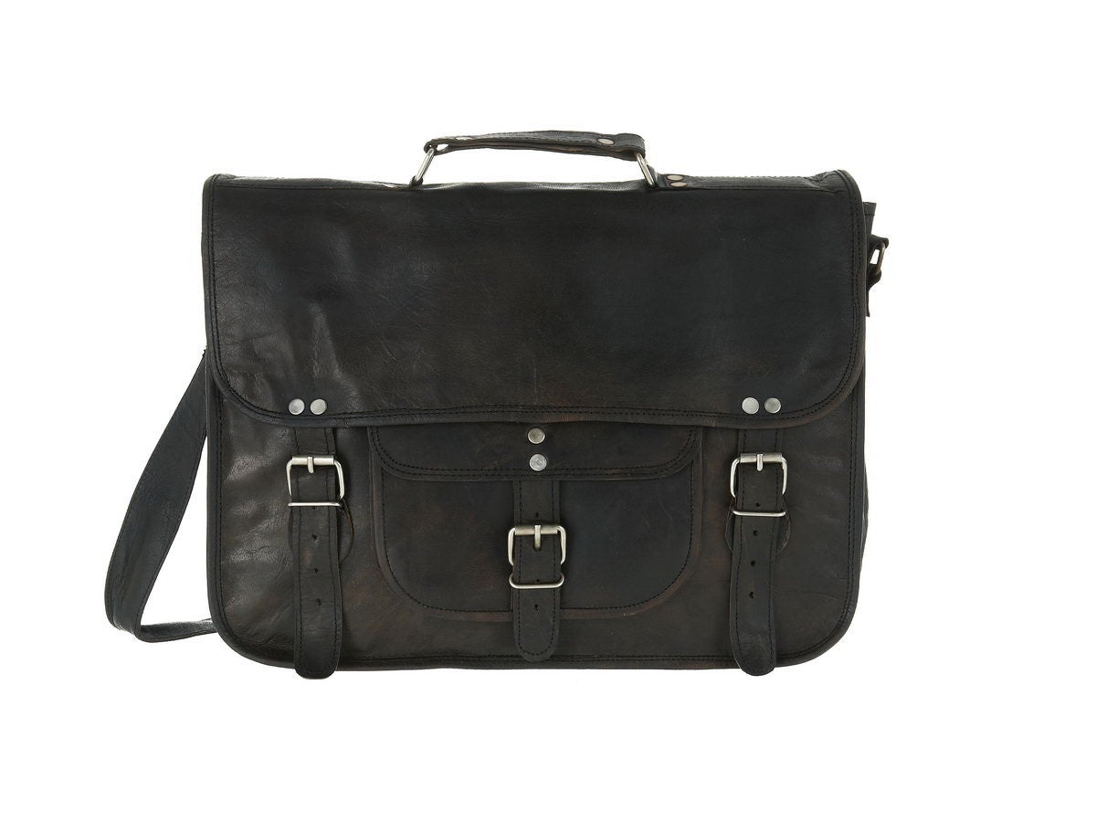 Large Black Leather Satchel