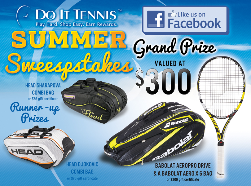 Win a Pro Tennis Racquet, Tennis Bags and more with Do it Tennis Sweepstakes