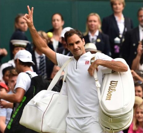 Roger Federer walking off court at 2019 Wimbledon Championships