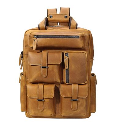 Texbo Full Grain Cowhide Leather Multi Pockets 16 Inch Laptop Backpack Travel Bag
best backpack with lots of pockets and compartments
