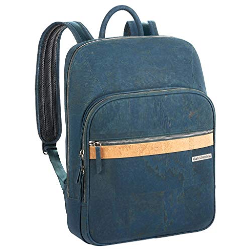 Clark & Mayfield Corbett Blue Eco Friendly and Sustainable Cork Lightweight Laptop Backpack 15 (Deep...