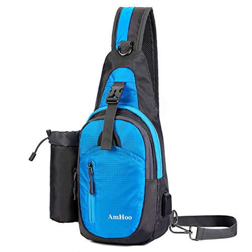 AmHoo Sling Backpack Chest Shoudler Crossbody Bag Water Resistant Hiking Daypack Small Blue