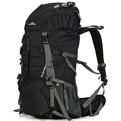 Loowoko Hiking Backpack 50L Travel Camping Backpack with Rain Cover - No Internal Frame