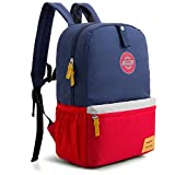 mommore Large Size Kids Backpack for School Lunch Bag Chest Clip for 4-7 Years Old, Dark Blue