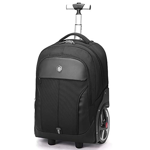 Rolling Travel Backpack Large Wheeled Rucksack Laptop Trolley Black Carry Luggage (20 Inches)