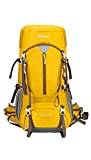 Ubon Light Hiking Backpack 50L Camping Backpack Internal Frame for with Rain Cover Yellow