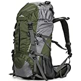 Loowoko Hiking Backpack 50L Travel Camping Backpack with Rain Cover - No Internal Frame