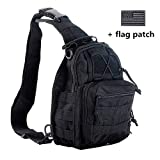 boxuan Outdoor Tactical Shoulder Backpack（+Flag Patch）, Military & Sport Bag Pack Daypack for...