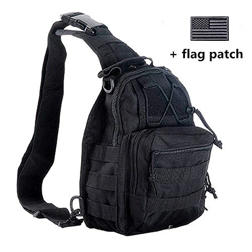 boxuan Outdoor Tactical Shoulder Backpack（+Flag Patch）, Military & Sport Bag Pack Daypack for...