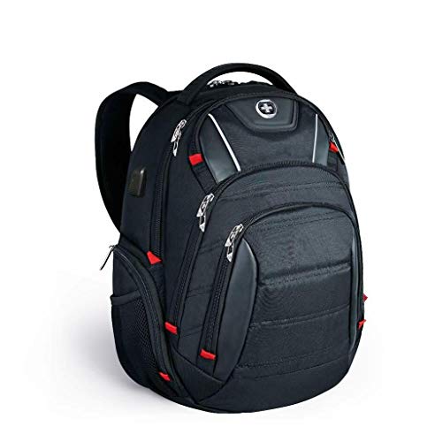 Swissdigital Circuit Men's Laptop Backpack for College and Business Travel with Integrated USB...
