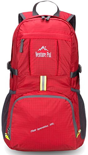 Venture Pal Lightweight Packable Durable Travel Hiking Backpack Daypack (Red)